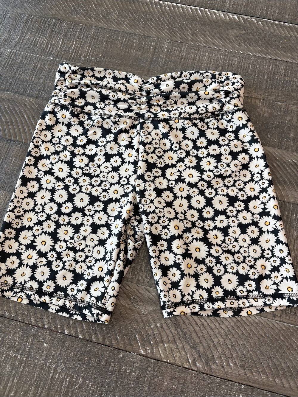 Forever 21 Black Daisy Print Shorts with White & Yellow Accents